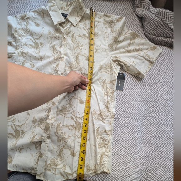 Alfani Cream and Brown Swirl Pattern Shirt - Picture 8 of 8